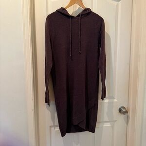 Purple Hooded Knit Sweater Dress